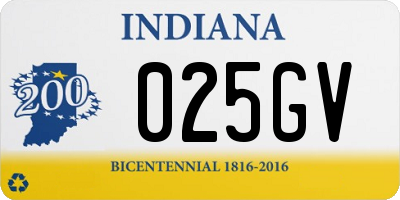 IN license plate 025GV