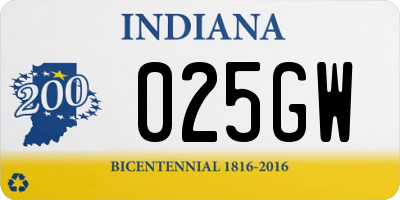 IN license plate 025GW