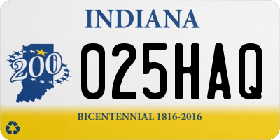 IN license plate 025HAQ