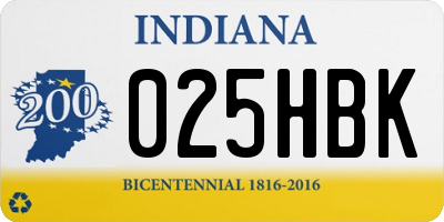 IN license plate 025HBK