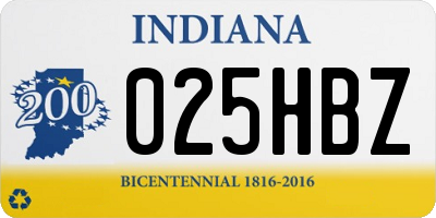 IN license plate 025HBZ