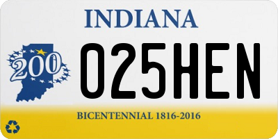 IN license plate 025HEN