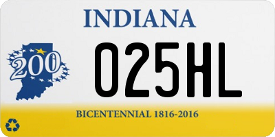 IN license plate 025HL