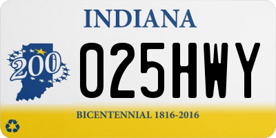 IN license plate 025HWY