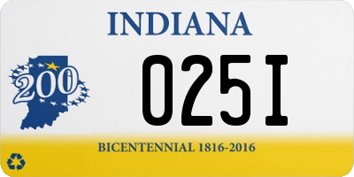 IN license plate 025I