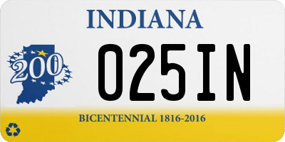 IN license plate 025IN
