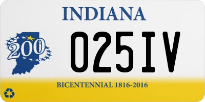 IN license plate 025IV