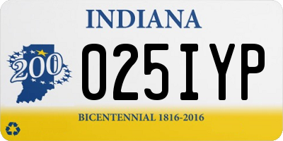 IN license plate 025IYP