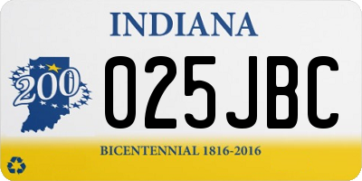 IN license plate 025JBC