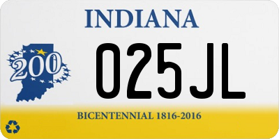 IN license plate 025JL