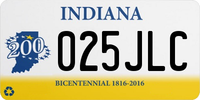 IN license plate 025JLC