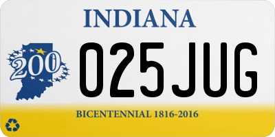 IN license plate 025JUG