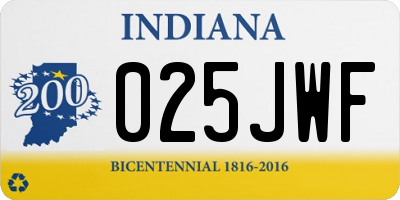 IN license plate 025JWF