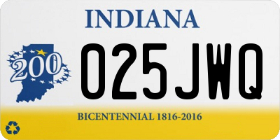 IN license plate 025JWQ