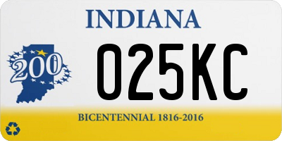IN license plate 025KC