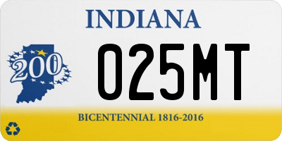 IN license plate 025MT