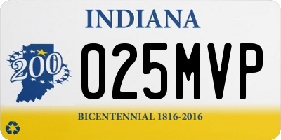 IN license plate 025MVP