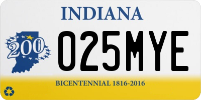 IN license plate 025MYE