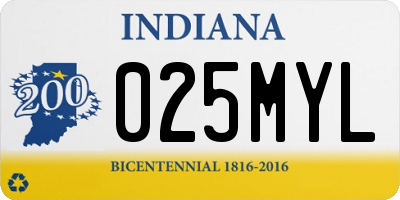 IN license plate 025MYL