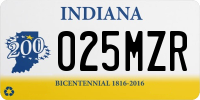 IN license plate 025MZR