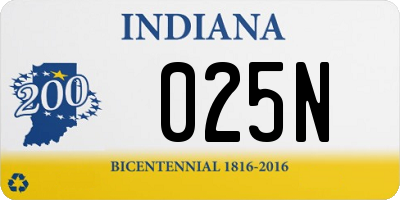 IN license plate 025N