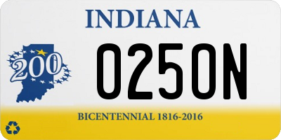 IN license plate 025ON