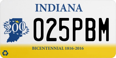 IN license plate 025PBM