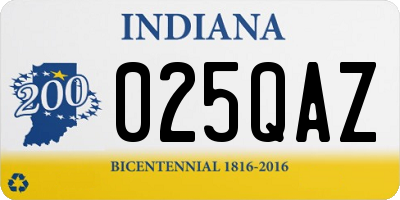 IN license plate 025QAZ