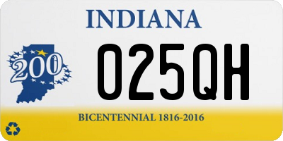 IN license plate 025QH