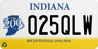 IN license plate 025QLW