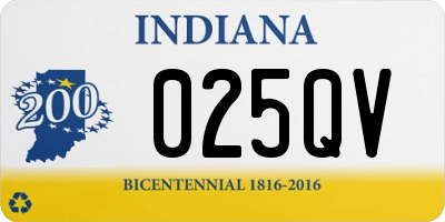 IN license plate 025QV