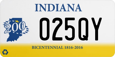 IN license plate 025QY