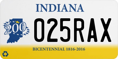 IN license plate 025RAX
