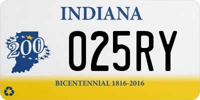 IN license plate 025RY