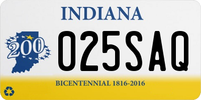 IN license plate 025SAQ