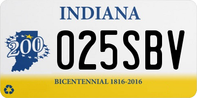 IN license plate 025SBV