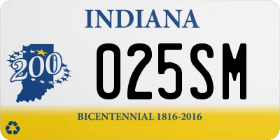 IN license plate 025SM