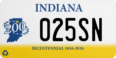 IN license plate 025SN