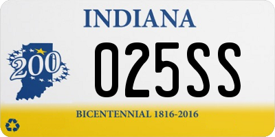 IN license plate 025SS