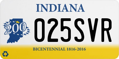 IN license plate 025SVR