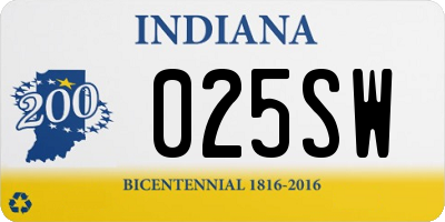 IN license plate 025SW