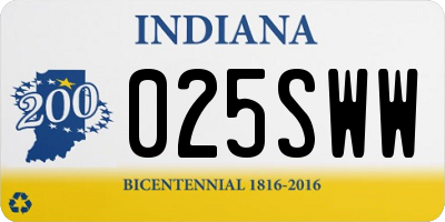 IN license plate 025SWW
