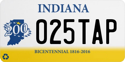 IN license plate 025TAP