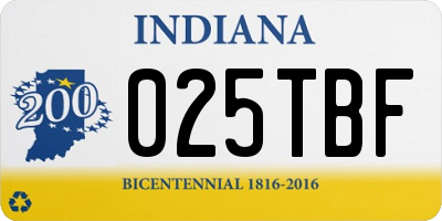 IN license plate 025TBF