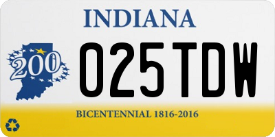 IN license plate 025TDW