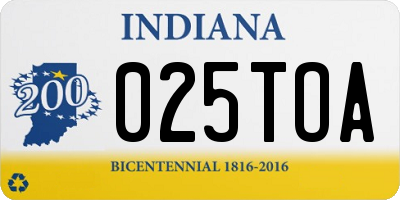 IN license plate 025TOA