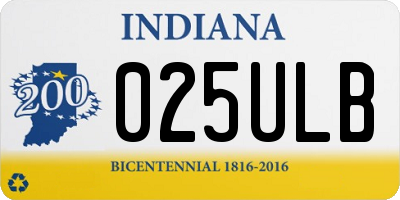 IN license plate 025ULB