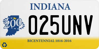 IN license plate 025UNV