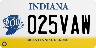 IN license plate 025VAW
