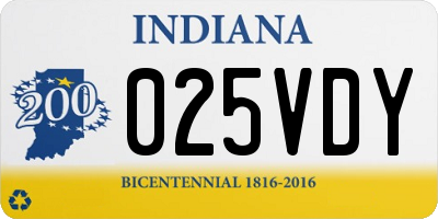 IN license plate 025VDY